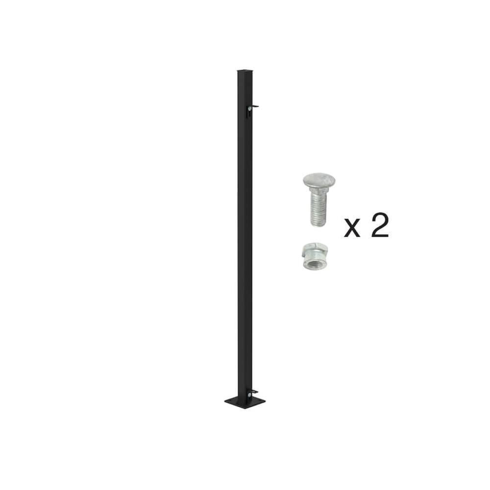 900mm High Bolt Down End Post - Black -Includes Cleats + Fittings
