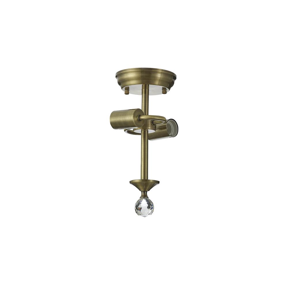 Luxuria Sirius 16.8cm Semi Flush Ceiling Light (FRAME ONLY) 2xE27 Antique Brass