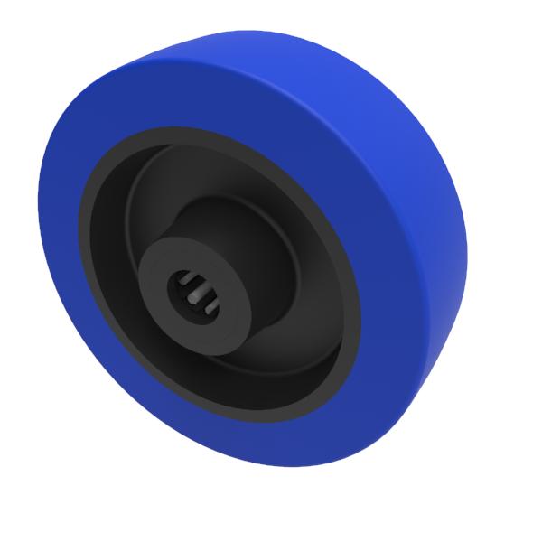 Blue Elastic Rubber 65ShoreA 125mm Roller Bearing Wheel 250kg Load