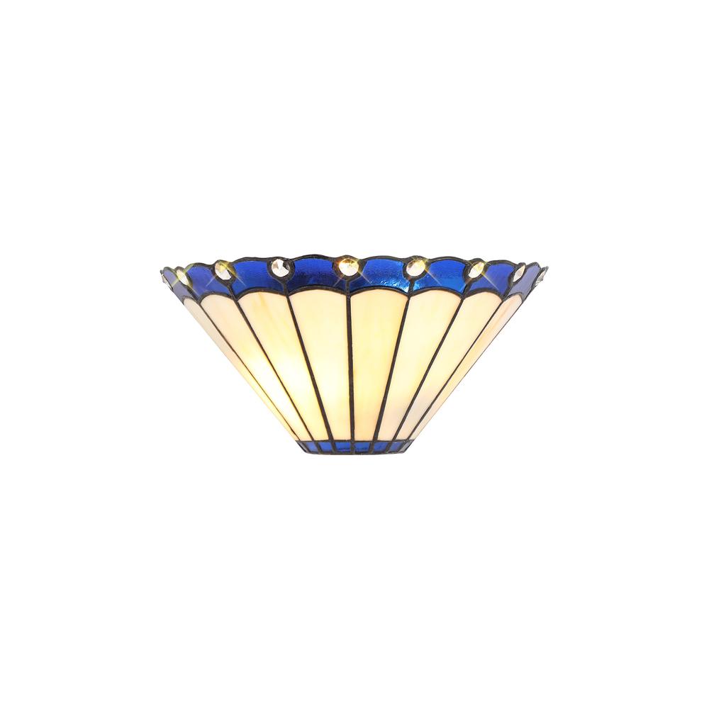 Luxuria Sleek Tiffany Wall Light 2xE14 Blue/Cream/Crystal