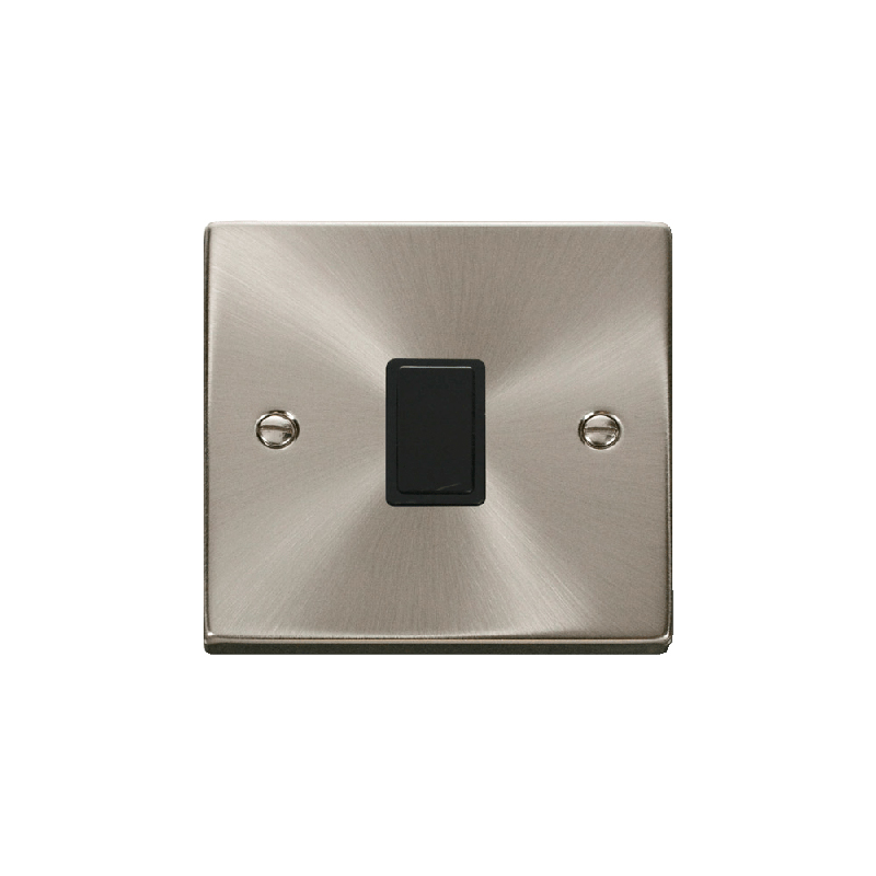 Click Deco 20A 1 Gang DP Switch Satin Chrome Insert Black