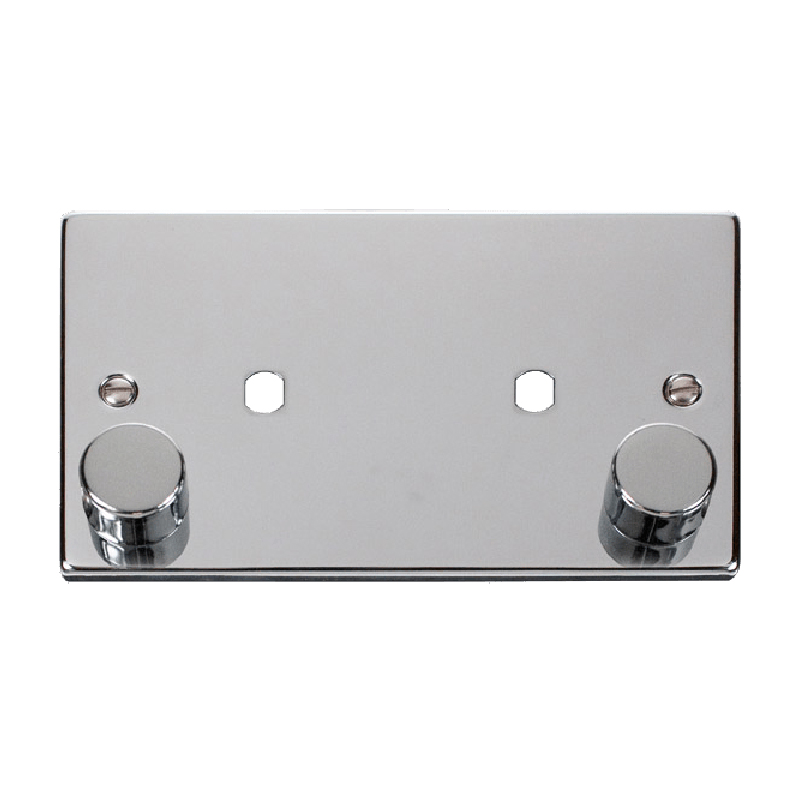 Click Deco 2 Gang Dimmer Mounting Unfurnished Plate and Knob (1630W Max) Polished Chrome