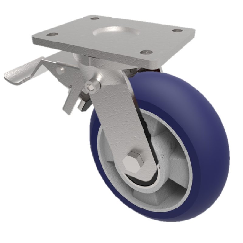 Softer Ergonomic Polyurethane Plate Swivel Castor Brake 100mm 300kg Load