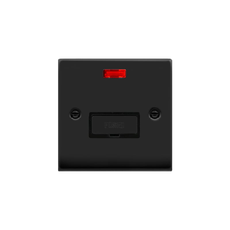 Click Deco 13A Fused 'Ingot' Connection Unit With Neon Matt Black Insert Black