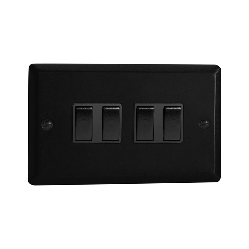 Varilight Urban 10A 4G Rocker Switch Matt Black Twin Plate (Standard Plate)