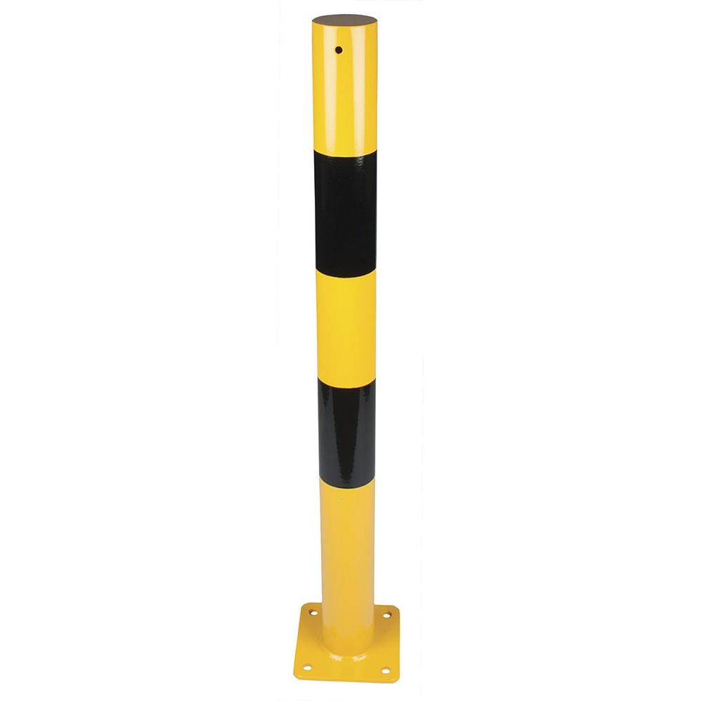 Mild Steel Bollard - 900H x 76mm DiaHDG & Powder coated Black/Yellow