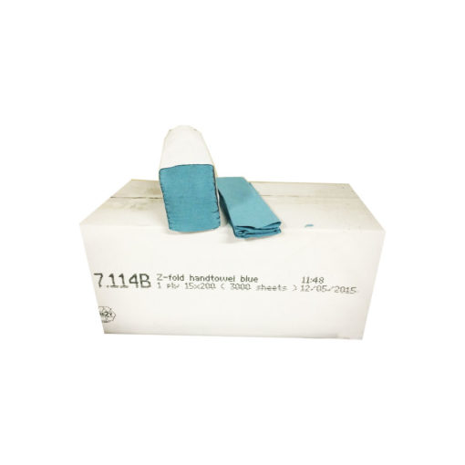 Hand towels Z fold 1 ply Blue - 7114'' cased 5000 For Catering Industry
