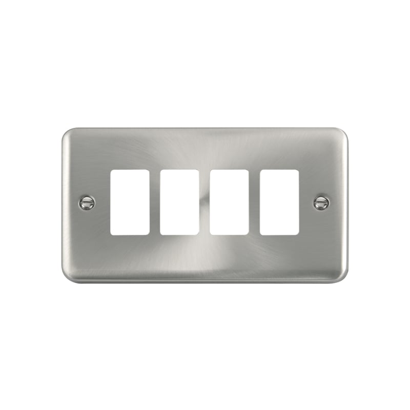 Click GridPro Deco Plus 4 Gang Frontplate Satin Chrome