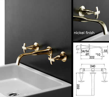 Coox Gold Wall Mounted Basin Taps (43F)