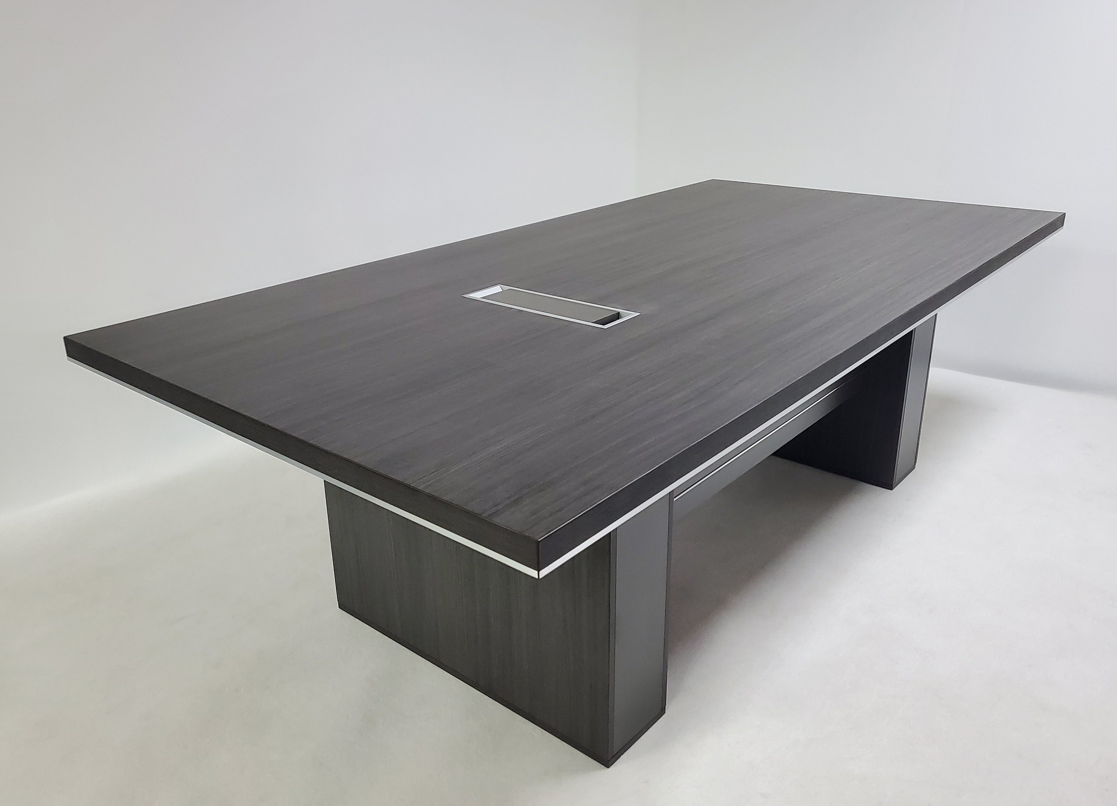 Suppliers Of Grey Oak Executive Boardroom Table with Chrome Trim - 2400mm - DG07-C0124-04 North Yourkshire