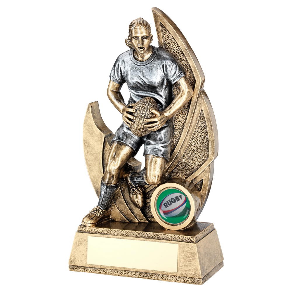 2 Tone Female Rugby Award - 3 sizes