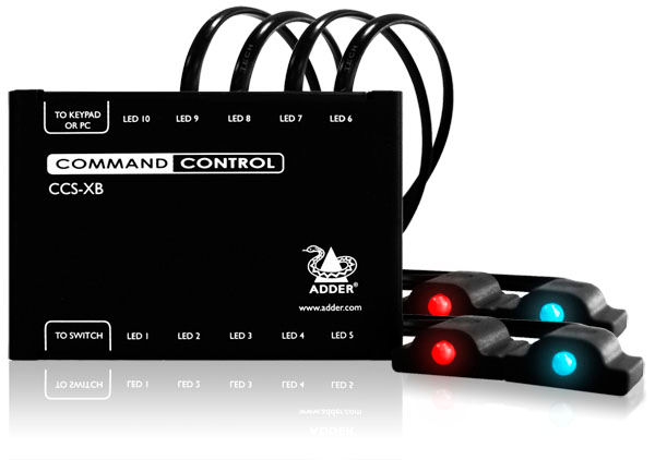 Adder CCS-XB This module controls a set of LED lights which mount onto your screens. Add-on module for use with CCS4USB and Free-Flow