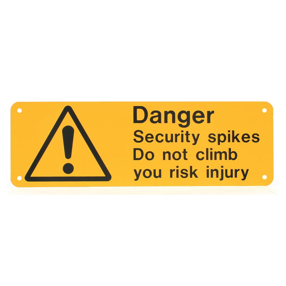 Plastic Danger Signs For Security Spikes300mm x 100mm