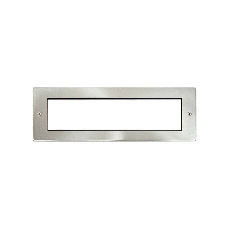 Click New Media Brushed Stainless 8 Module Small Unfurnished Front Plate With York