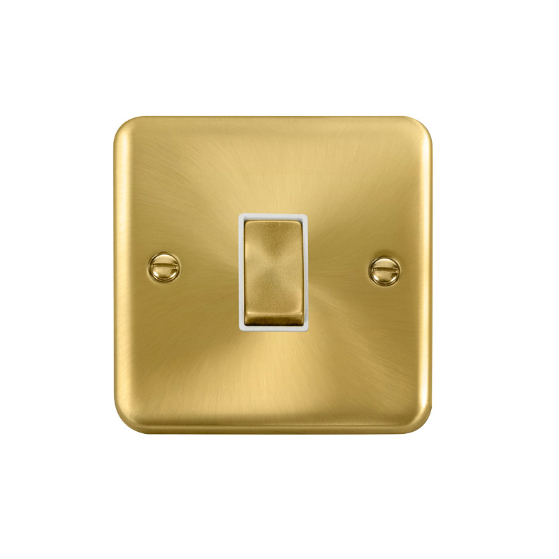 Click Deco Plus MiniGrid 1 Gang Switch Satin Brass White Inserts