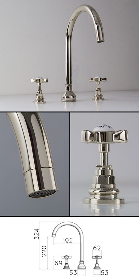 Nickel Classic 3 Piece Basin Taps (49CC)