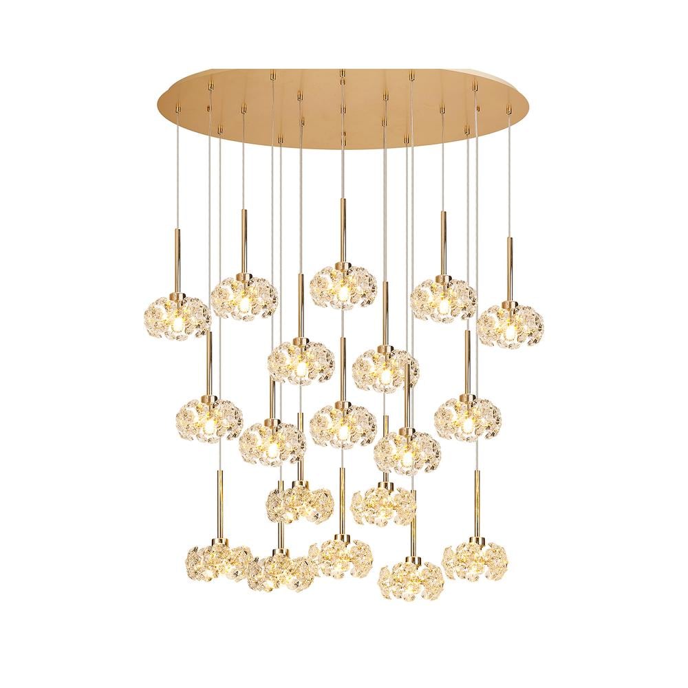 Luxuria Paramount 19 Light G9 3.5m Oval Multiple Pendant With French Gold And Crystal Shade