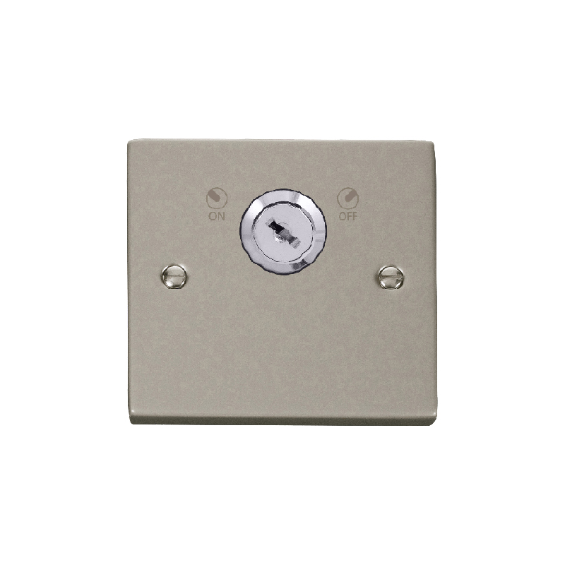 Click Deco 20A 1G Double Pole Key Lockable Switch Pearl Nickel