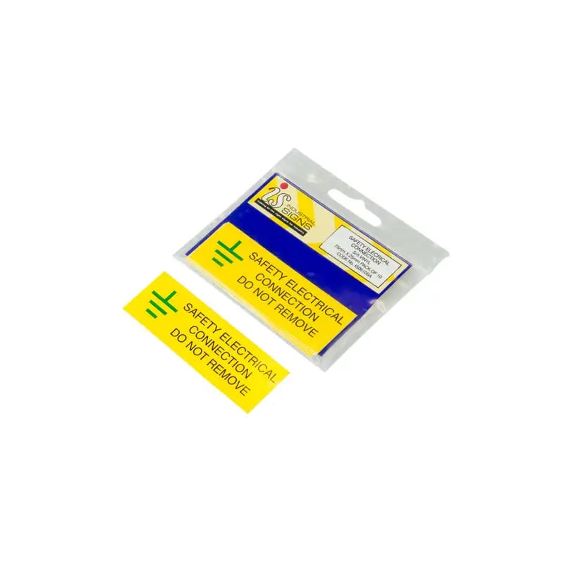 Industrial Signs Safety Electrical Connection Label 75mm x 25mm (Pack of 10)
