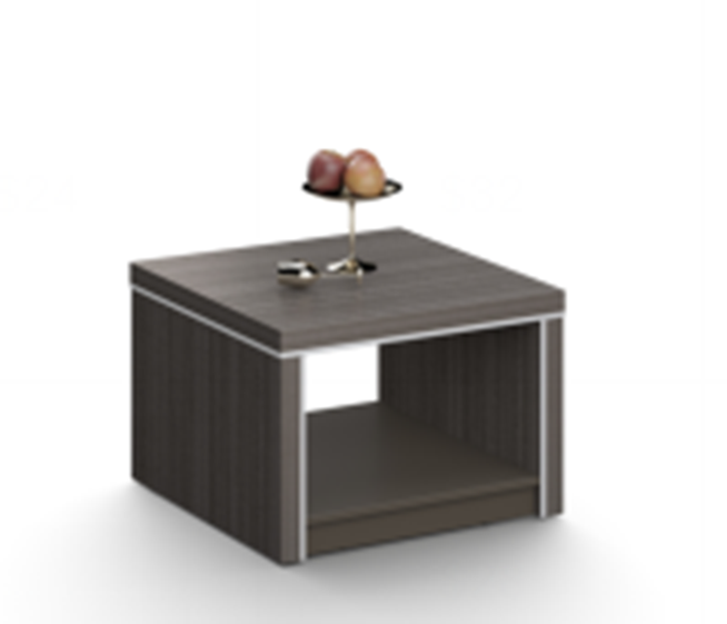 Modern Grey Oak Square Coffee Table with Aluminium Edge - 600mm - DG25-F0106 UK