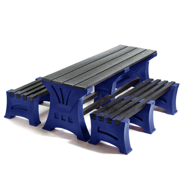 6 Person Table and Bench Set - Dark Blue