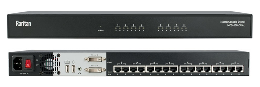 MCD-108-DUAL - Raritan - MasterConsole Digital Dual KVM Switch, 1 User, x8 dual Ports, DUAL Display, 1920 x 1200&#64;60Hz MCD Dual/MasterConsole Dual (DVI KVM) *NEW*