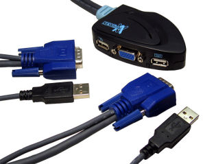 RX-NLKVM-USB2 NEW-Link 2 Port VGA & USB Micro KVM Switch/Cable KVM with Built in USB Cables