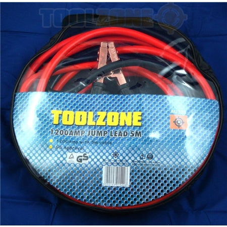 Toolzone 1200amp jump leads/booster cables,5m long.