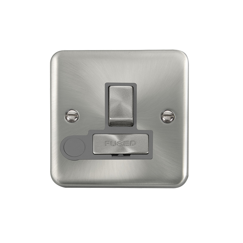 Click Deco Plus Switched Fused Spur Satin Chrome Grey Inserts Flex Outlet