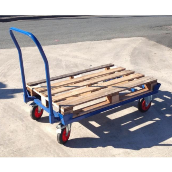 Euro Pallet Dolly 1200 x 1000mm with Handle - Nylon Wheels - 1200 Kg