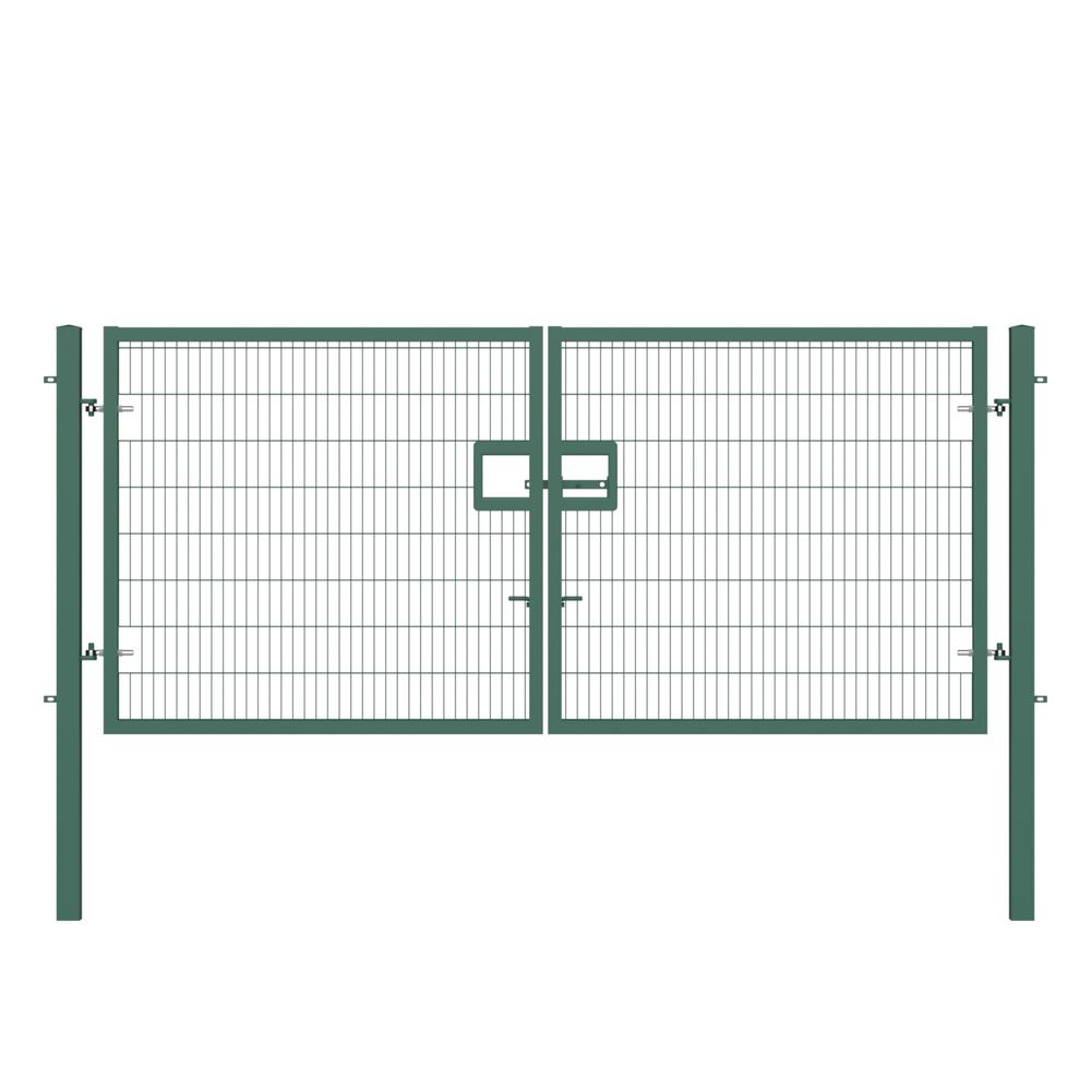 Twin Wire Double Leaf Gate 1.8H x 4mGreen Powder Coated Finish  Concrete-In