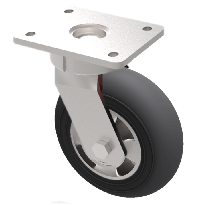 Ergonomic High Elastic Rubber on Aluminium Plate Swivel Castor 100mm 150kg Load