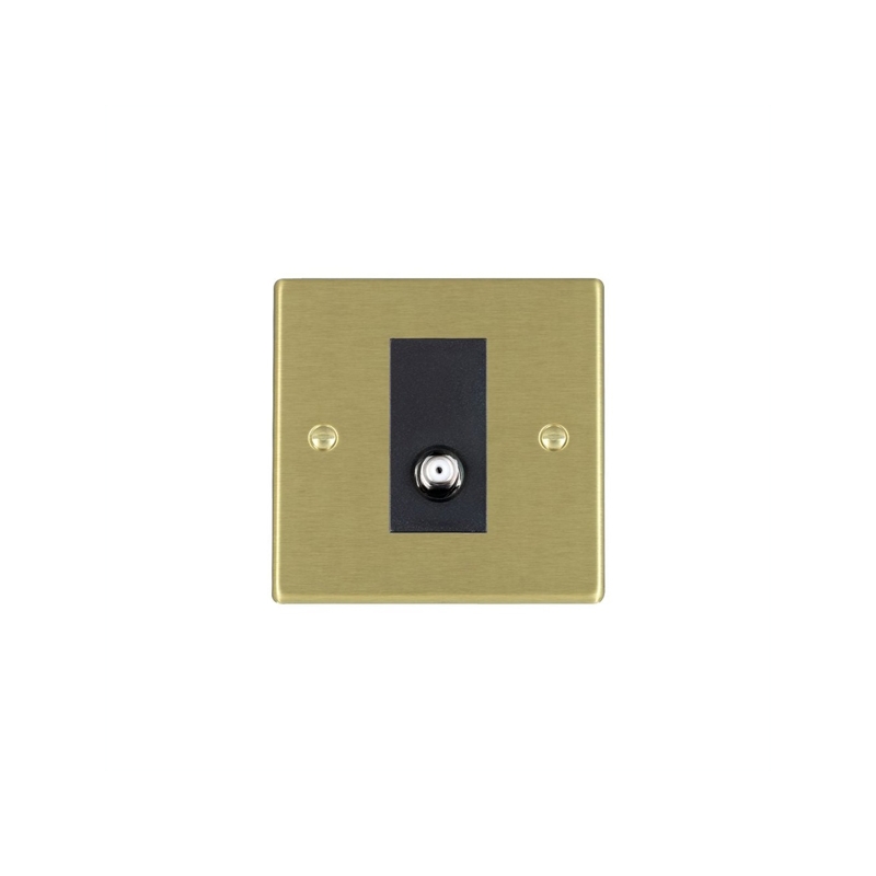 Hamilton Hartland 1 Gang Non Isolated Satellite Outlet Satin Brass/Black Insert