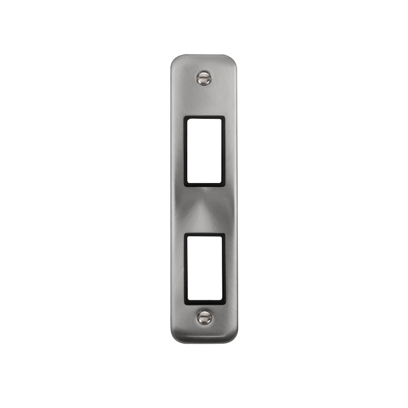 Click Deco Plus MiniGrid 2 Aperture Architrave Face Plate Satin Chrome Black Inserts