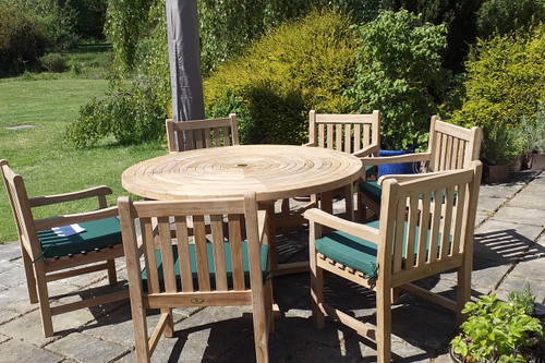 Providers of Turnworth Teak 150cm Round Ring Table Set with Southwold Arm Chairs
