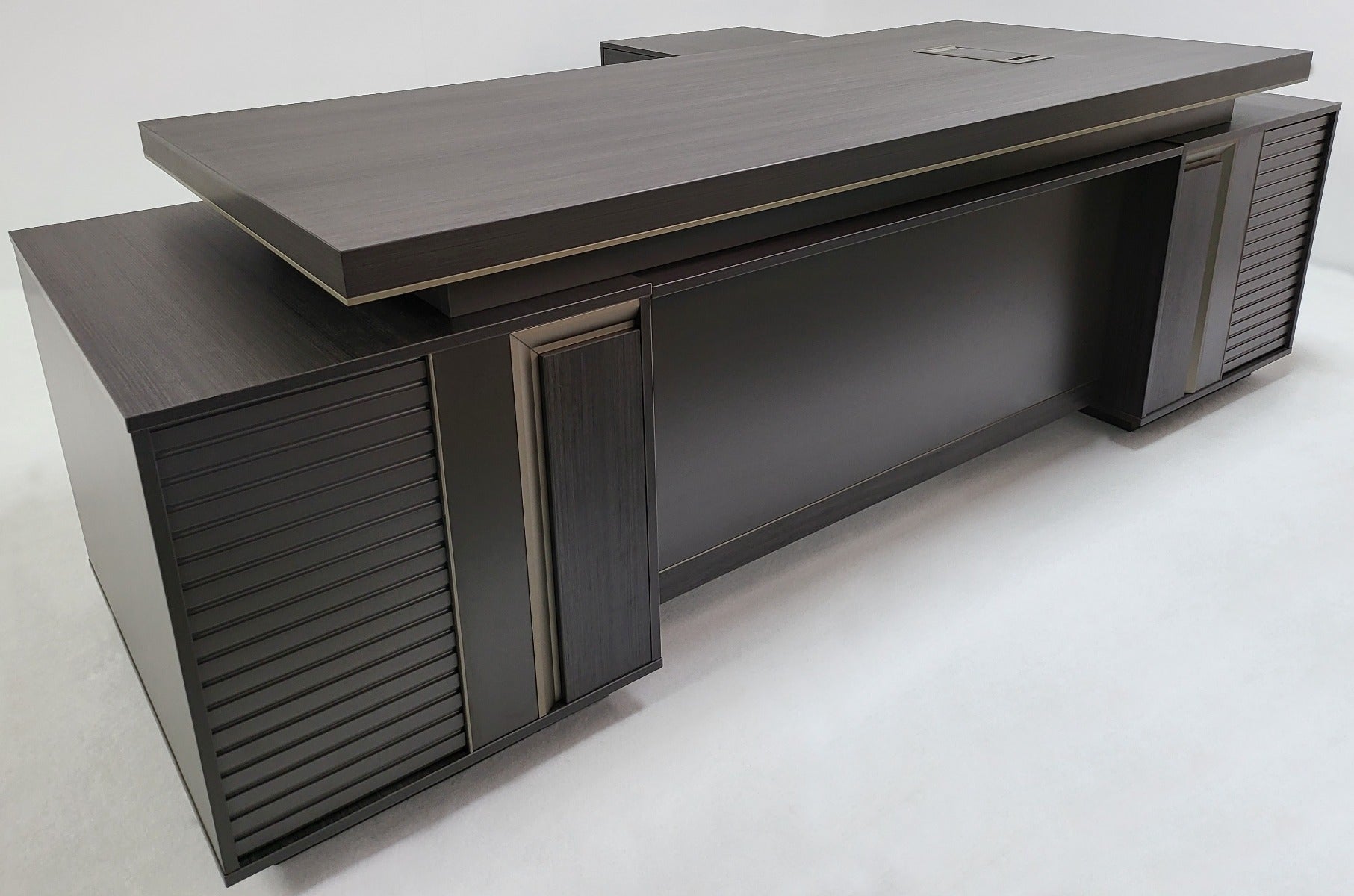 Large Modern Grey Oak Corner Executive Office Desk with Built in Storage - 2400mm - BWJ-HD0224 North Yourkshire
