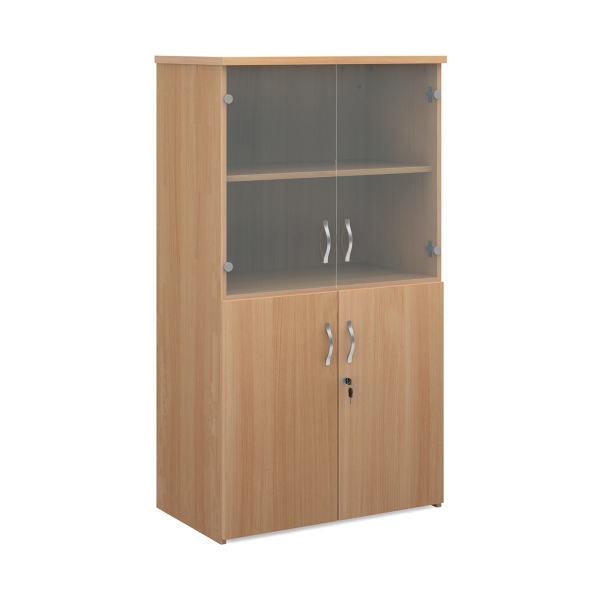 Universal Combination Unit with Glass Upper Doors and 3 Shelves - Beech