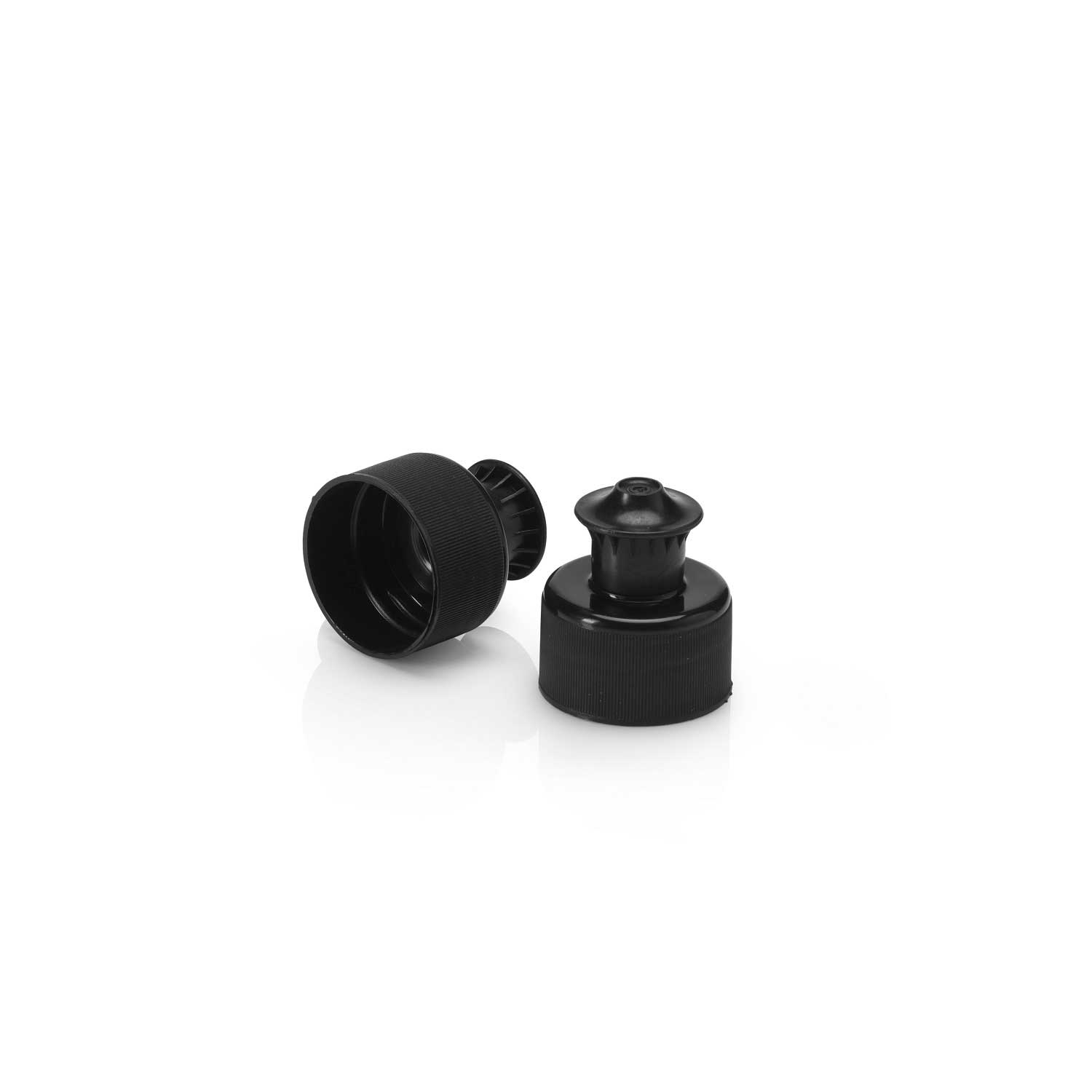 Stockists Of 28&#47;410 Black Push Pull Cap &#45; Fine Ribbed