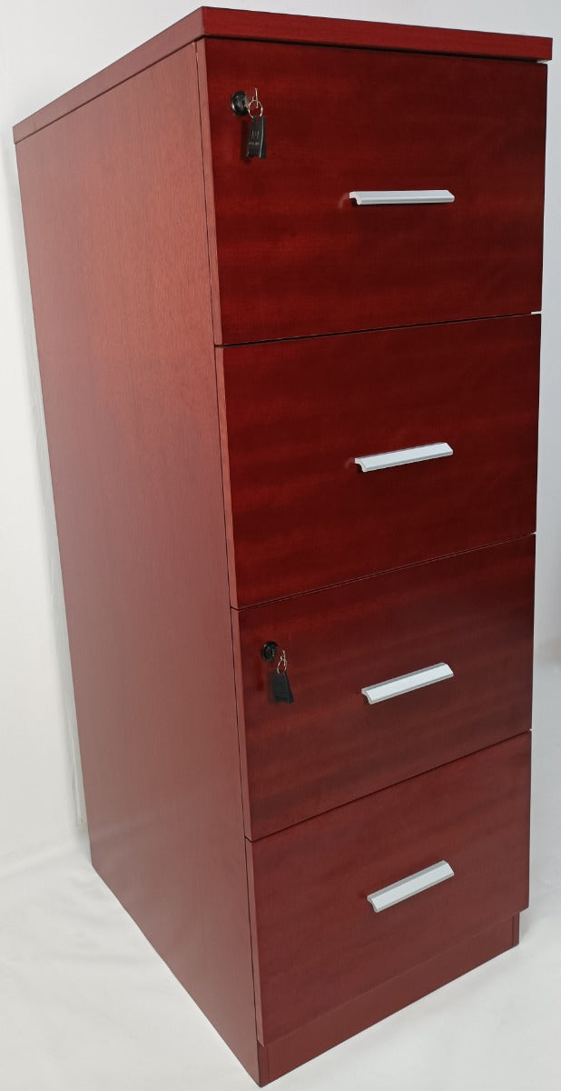 Specialising In Real Wood Veneer Mahogany Four Drawer Executive Filing Cabinet - AB84 North Yourkshire