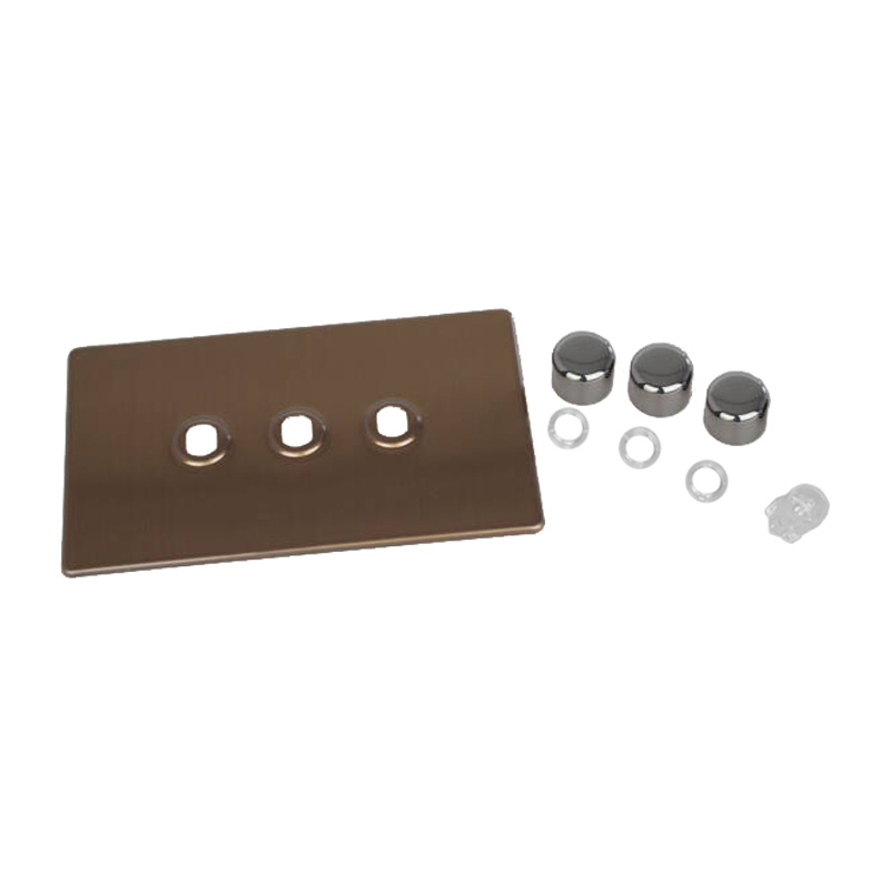 Varilight Urban 3G Twin Plate Matrix Faceplate Kit Brushed Bronze for Rotary Dimmer Varilight Screw Less Plate