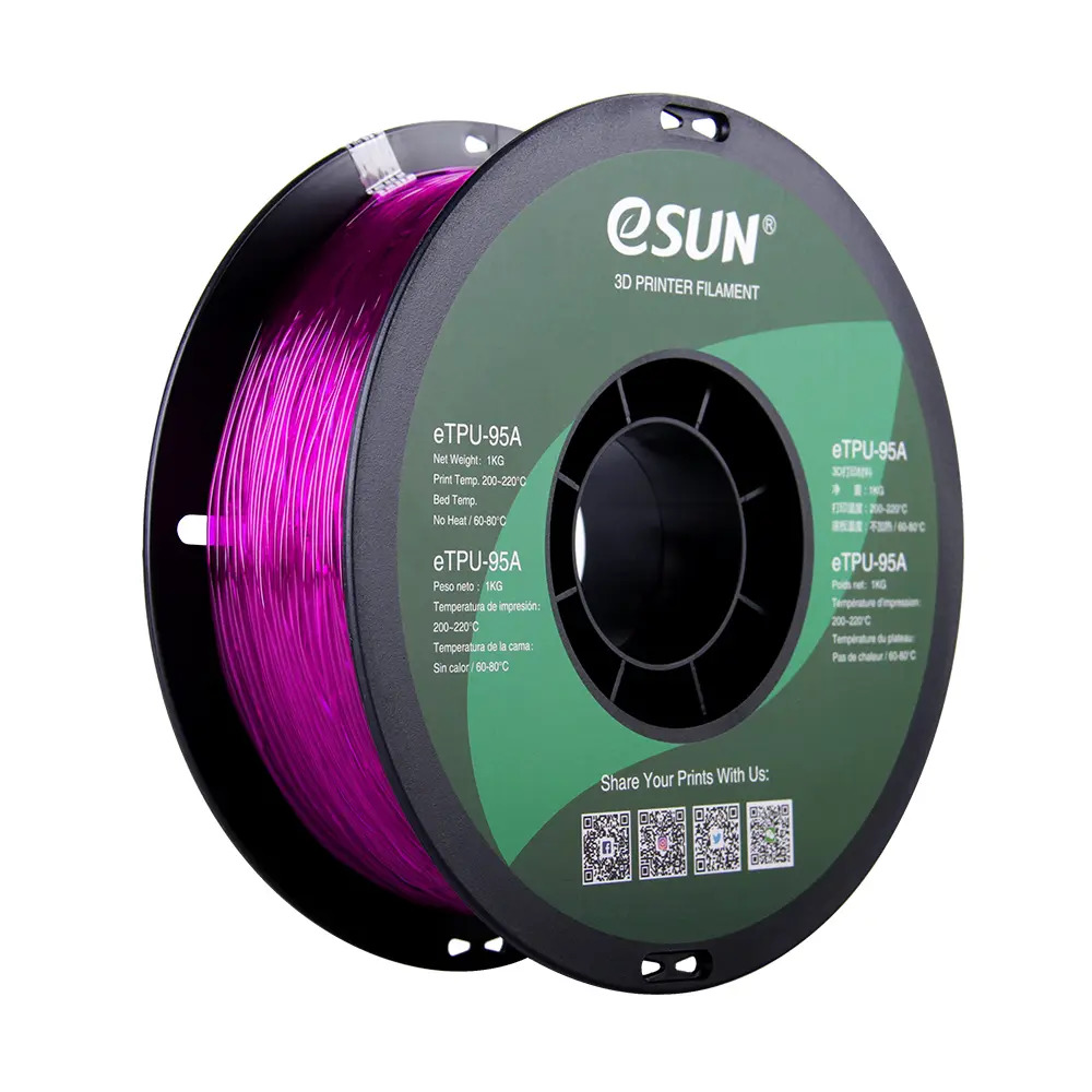 eSUN eTPU 95A Glass Purple 1.75mm Flexible 3D Printing filament 1Kg