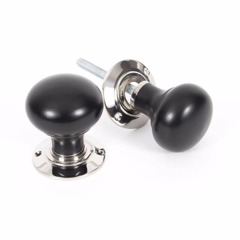 Anvil 83838 Ebony/PN Bun Mortice/Rim Knob Set