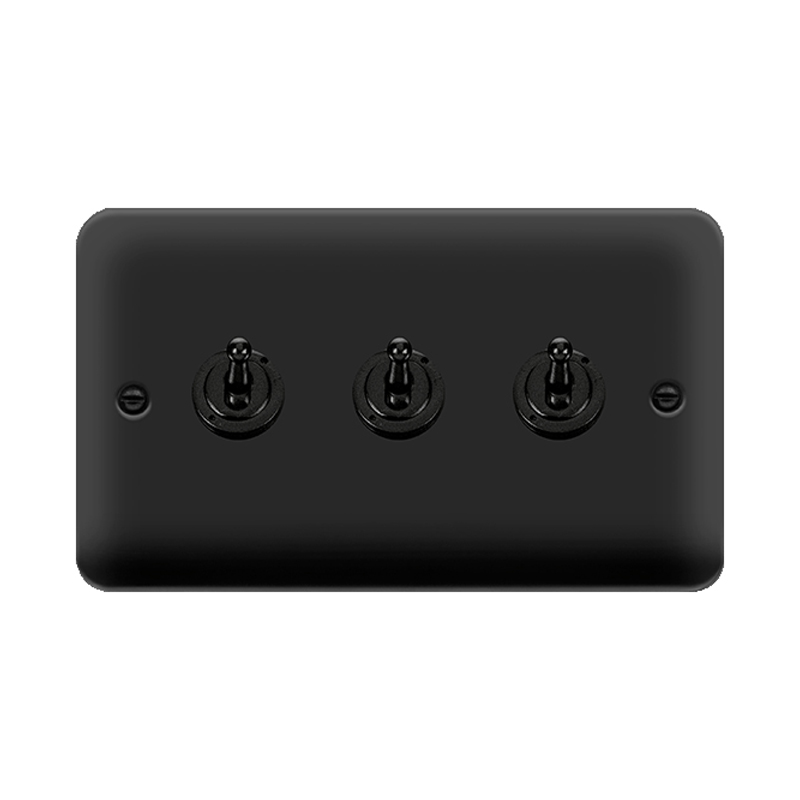 Click Deco Plus 3 Gang Toggle Switch Matt Black