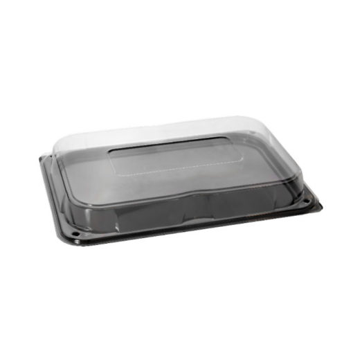 DS14 - Small Rectangular Black Buffet Tray & Lid Combo - Cased 2'' bases + 2'' Lids