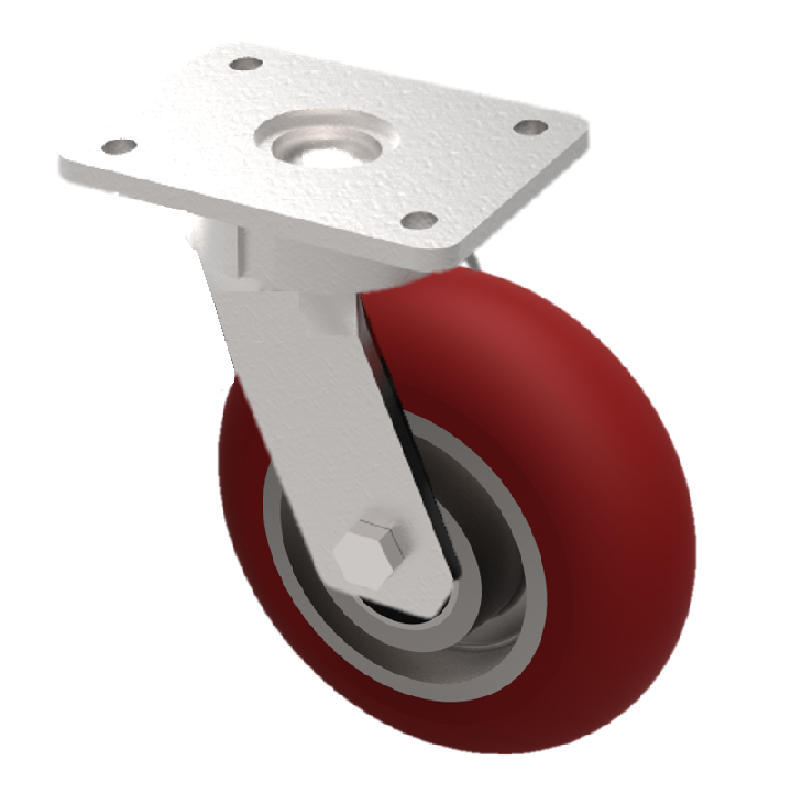 Ergonomic Polyurethane Plate Swivel Castor 150mm 500kg Load