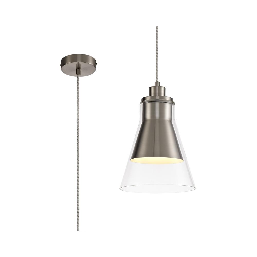 Luxuria Helix 20cm Pendant Light E27 Satin Nickel/Clear Glass