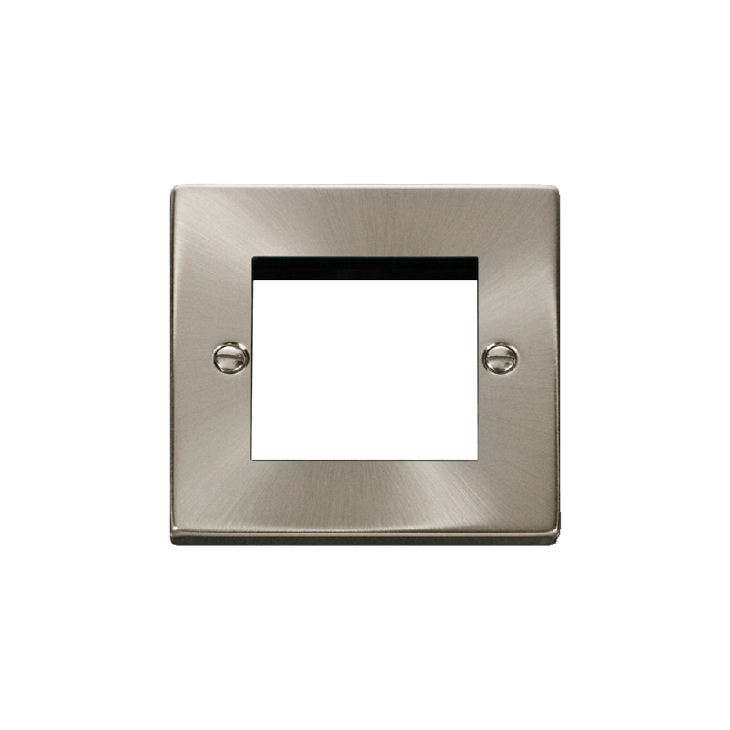 Click Deco 1 Gang Twin Aperture Single Plate Satin Chrome