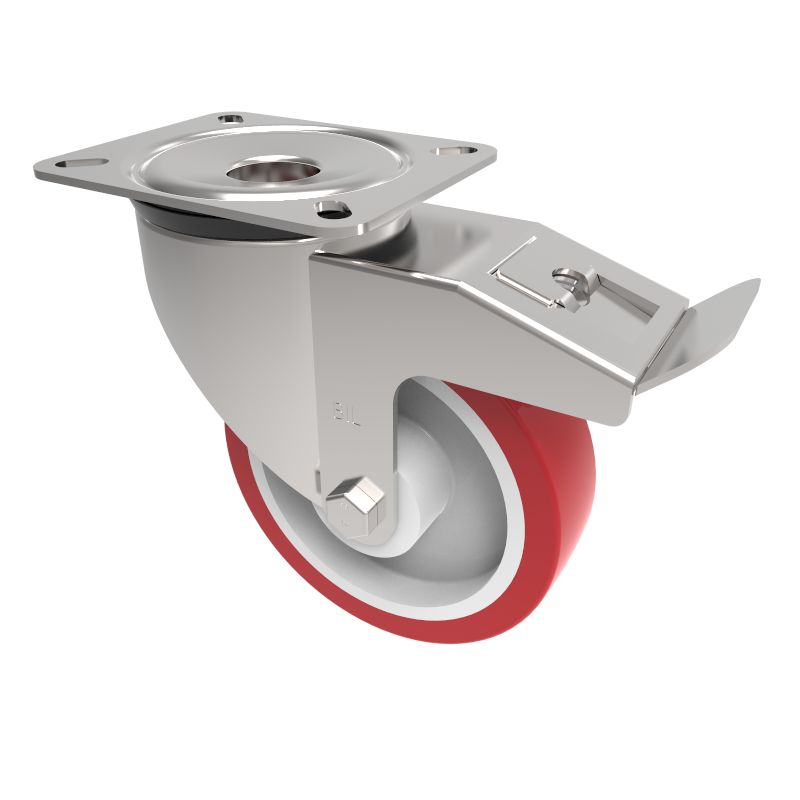 Polyurethane Nylon Plate Swivel Castor Brake 150mm 400kg Load