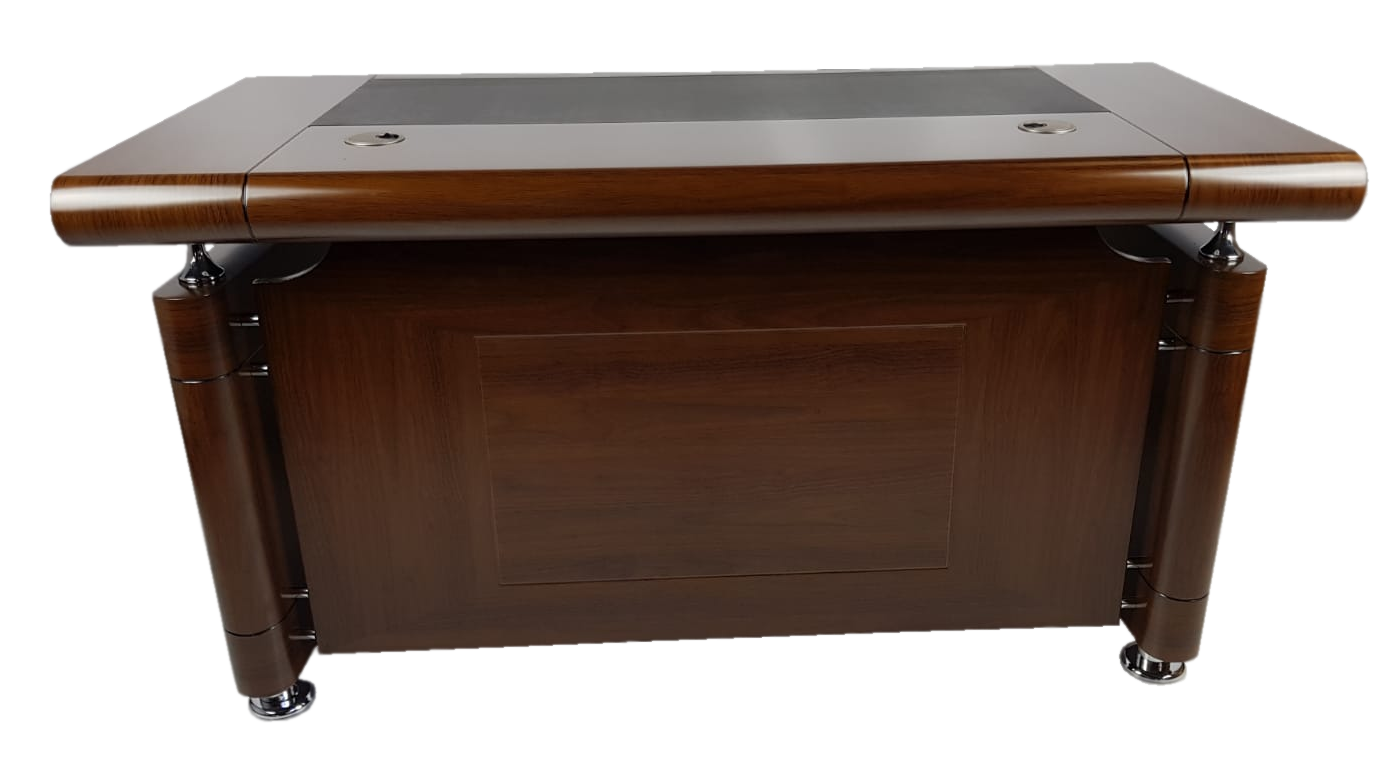 Small Light Walnut Real Wood Veneer Executive Desk With Roll Top - 1400mm - 1861 North Yourkshire