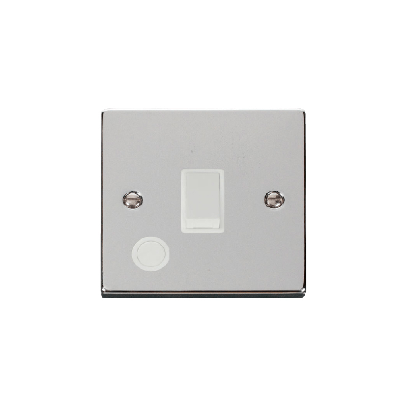 Click Deco 20A 1 Gang DP Switch With Flex Outlet Polished Chrome Insert White